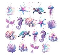YZROHYI Lot de 18 Guirlande Sirène,Decoration Anniversaire Sirene,Décoration de Plafond,Guirlande Spirale,Tourbillon Suspendu,Guirlandes Thème Océan,Guirlandes Fête Océan pour Enfants,Mariage
