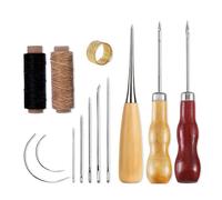 YZROHYI RIY Kit Couture Cuir, 2 Pcs Fil Ciré pour Cuir Marron Noir, avec Aiguille Cuir Main et Alene pour Cuir, Outils pour Coudre le Cuir, Aiguille et Fil a Coudre,Kit de Réparation Couture pour DIY