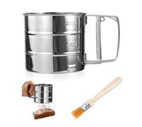 YZROHYI Tamis Farine INOX 250 G,Tamis Rotatif Manuel,Tamiseur de Farine,Tamis de Pâtisserie,Tamis Cuisine Poudre Amande,Cacao en Poudre Passoire pour Farine,Tamiseur Sucre Glace,Saupoudreur Sucre