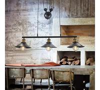 YZSJ Pendentif E27 Vintage Lampe Suspendue Rétro Lustre en métal Industriel Suspendu vers Le Bas Abat lumières Lampe Barre de Bronze Plafonnier Plafond Chambre Salle à Manger de Plafond Chambre