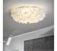 YZSJ Plafonnier Moderne LED Plafonnier Lampe De Salon avec Télécommande Blanc Luminaire 24W/36W Dimmable, Blanc PVC & Fer avec Télécommande, 53/78cm pour Salon, Chambre, Salle À Manger, Bureau(53CM)