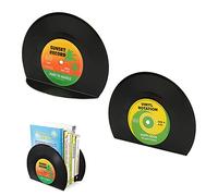 YZSZ 2 Pièces Serre-Livres de Forme d'enregistrement Noir Base Robuste antidérapante disques en Vinyle Vintage Serre-Livre idéal pour Décoration La Bibliothèque Et Bureau à Domicile