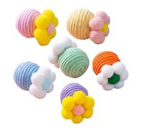yztju Balles De Jouet pour Chat - Corde Multicolore 5 X 8 Cm, 6 Pièces, Anneau De Dentition À Gratter, Exercice De Jeu, Chasse Au, Jouet Interactif | Divertissement Extérieur Intérieur, Jouets pour C