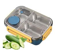 yztju Boîte À Lunch En Acier Inoxydable - En Acier À L'épreuve Des Fuites 22.5x16.5x7cm, À Triple Plateau, Couvercle De Fermeture À Pression | Conteneur De Déjeuner De Randonnée, Option De