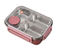 yztju Boîte À Lunch En Acier Inoxydable - En Acier À L'épreuve Des Fuites 22.5x16.5x7cm, À Triple Plateau, Couvercle De Fermeture À Pression | Conteneur De Déjeuner De Randonnée, Option De