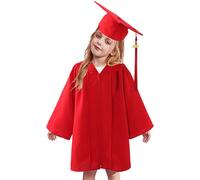 yztju Casquette de remise de diplôme, casquette pour enfant et | Robe de remise de diplôme confortable pour, uniformes élégants, performance, costume de graduation pour l'école primaire, rouge