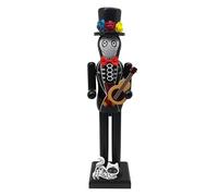 yztju Day of The Dead Nutcracker - Figure de Bureau en Bois de 14 Pouces avec Chat, Ornement saisonnier | Affichage décoratif d'halloween pour Le Bureau à Domicile des étagères de Manteau, Accent de