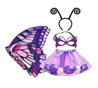 yztju Kids Fancy Dishing Girls - Bandband Hairclip Kit, Fairy Wings Costume | Robe de tutu papillon, robes de fées, costume pour la semaine de lecture d'Halloween de Noël cosplay