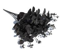 yztju Künstliche Eukalyptusblätter-Stiele,Schwarze Künstliche Eukalyptus-Stiele,Halloween Simuliertes Eukalyptusblatt - Hochzeitsfoto Blumenstrauß Für Wohndekoration, Weihnachtsblumenstrauß
