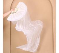 YZWHKJ Fan Veil Soie 150 cm de Longueur Mme Belly Dancing Fan Gradient Color Dancer Practice Imitation Silk Long Fans Dance Performance Props Blanc(120x90cm-1pc Left)