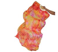 YZWHKJ Fan Veil Soie Danse du Ventre Double éventail Extra Long, Accessoires de Teinture en Soie, coloré, Longs(H,Right Hand)