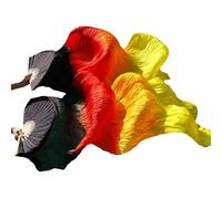 YZWHKJ Fan Veil Soie Éventail en Soie for Danse du Ventre, Long éventail, 1 Paire, Fait à la Main, dégradé de Couleurs, for pratiquer(L-180x90cm Real Silk)