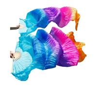 YZWHKJ Fan Veil Soie Éventails de Danse du Ventre en Imitation Soie et Bambou, Voile Fait à la Main, dégradé Couleurs, Accessoires Performance Personnalisables(D,1pc Right hand-240cm)