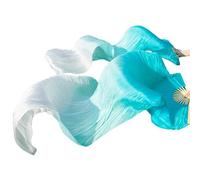 YZWHKJ Fan Veil Soie Paire d'éventails de Danse du Ventre en Voile Soie qualité féminine(Color-7,150cm-1pair)