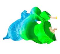 YZWHKJ Fan Veil Soie Voiles de Soie féminins éventails Danse Paire d'éventails du Ventre Blanc(Color-8,180cm-1pair)