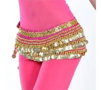 YZWHKJ Foulard Danse du Ventre Costume De Danse du Ventre, Vêtements, Ceinture, Écharpe Hanche, for Femmes Et Filles, avec Pièce d'or 248, 10 Couleurs(Rose)