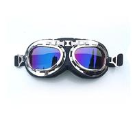 YZWHKJ Lunettes de Moto Anti-rayures Goggles de motocross casque pilote scooter rétro moto extérieur saleté vélo soleil rouleaux verres vintage hors route(Reflex)
