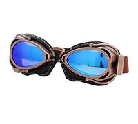 YZWHKJ Lunettes de Moto Anti-rayures Rétro moto goggles casque steampunk cuivre volant bouillot verres millésible pilote motard lunettes de protection(Googles 1)