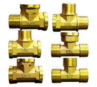 YZWRWRMKTB 1PC Various Types DN15 1/2" BSPP Male Female Tee 3 Ways Brass Pipe Fitting Connector Splitter Block Home Garden(G1l2 F-M-M 75g H58-3)