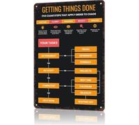 YZWRWRMKTB Getting Things Done Flowchart Vintage Metal Sign Funny Wall Decor for Man Cave Garage Living Room Cafe Pub 8 X 12 in