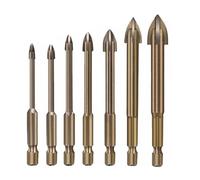 YZWRWRMKTB Glass Drill Bit Set Alloy Carbide Point with 4 Cutting Edges Tile Glass Cross Spear Head Drill Bits 7Pcs