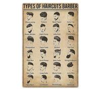 YZWRWRMKTB Haircut Knowledge Metal Poster - Antique-Style Guide to Fades, Layers & Textures | Durable Tin Sign for Garage, Shop, Office or Home Gym Wall(Unframed,08x12inch(20x30cm))