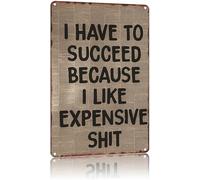 YZWRWRMKTB I Have To Succeed Because I Like Expensive Stuff Witty Quote on Vintage Aluminum Sign for Game Room 8 X 12 in