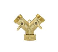YZWRWRMKTB Pipe Fittings Brass 3/4" Threaded Y Irrigation Valve Manifold 5/8" Copper 2-Way Garden Faucet Quick Connector 1 Set (Color : A)