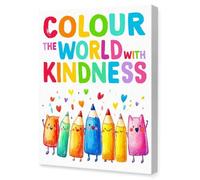 YZWRWRMKTB Positive Values Wall Decor - Colour the World with Kindness Inspirational Art - Encouraging Poster to Foster Empathy & Friendship in Kids' Spaces(Framed,12x18inch(30x45cm))