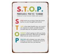 YZWRWRMKTB STOP Technique Crisis Management Metal Sign Educational Visual Guide for Parent Child Family Home Kitchen Bathroom 8 X 12 inch