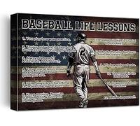 YZWRWRMKTB Vintage Baseball Motivational Art - Life Lessons Canvas Print for Wall, Gift for Father, Son, Coach, Fan Cave Decor(Framed,16x24inch(40x60cm))
