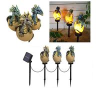 YZYOE 3 Pack Énergie solaire Dragons Pet Light, Résine de décoration jardin mignonne lampe de sol animale, Crépuscule sans fil à l'aube LED Sconce Lights imperméable.