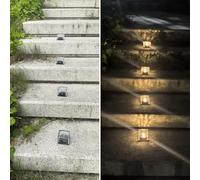 YZYOE 4 paquets de LED solaire petit glace briques lumières, lumière chaude cour extérieure décorative carrelage pierre lumières sans fil crépuscule à l'aube imperméable jardin route lampe.