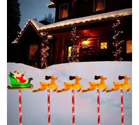 YZYOE 5 Pack LED extérieur sol solaire inséré Père Noël luge lumières, imperméable solaire cour décoration Noël renne lumière, avec 8 modes de lumière chaude.