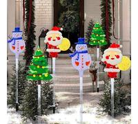 YZYOE 6 Pack LED extérieur Sol Solaire inséré lumières décoratives de Noël, imperméable Solaire Cour Arbre de Noël Bonhomme Neige Père Noëls lumières, avec 8 Modes lumière Couleur.