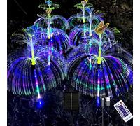 YZYOE 6 Pack LED extérieur solaire alimenté double couche papillon méduse lumières avec télécommande, imperméable solaire alimenté cour lumières décoratives, feux de sentier paysage.