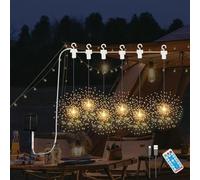 YZYOE 6 Pack LED extérieur solaire chaud couleur feux d'artifice lumières avec télécommande, Lumières décoratives imperméables solaires et USB alimentées par cour, lumière chemin bricolage 8 modes