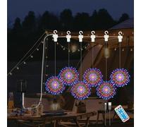 YZYOE 6 Pack LED Outdoor Solar Colorful Gradient Fireworks Lights avec télécommande, Lumières décoratives étanches solaires et USB alimentées par cour, 8 modes DIY Path Light.