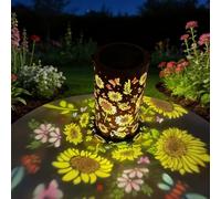 YZYOE Belle lumière décorative colorée tournesol solaire, lampe atmosphère tournesol en fer forgé, Cadeau de lumière décorative LED portable pour amis.