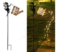 YZYOE Énergie solaire fée bouilloire d'eau lumière, jardin décoratif en fer forgé Retro mignon Elf lumière au sol, sans fil crépuscule à l'aube lampe LED imperméable.