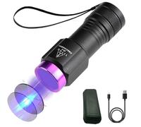 YZYOE Lampe de poche rechargeable 365NM UV ultraviolet noir, Lampe de détection champignons alimentaires et légumes, devise, insecte, tache, jade, lampe détection minéraux.