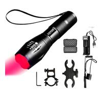 YZYOE Lampe de poche tactique rechargeable Red Light, lampe de poche zoomable Red Hunting Light 500 yards, Lampe porcine Predator avec pressostat Universal picatinni Rail Mount Kit.
