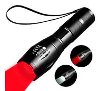 YZYOE Lampe de poche tactique rouge rechargeable, Lumière blanche 2 en 1 et lumière de chasse rouge LED, 2 modes, lumière chasse au raton laveur, détecteur, observation nocturne, astronomie, aviation.