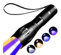 YZYOE Lampe poche multifonction rechargeable - lampe 4 couleurs, lampe de poche UV à lumière noire 395nm, Lumières de suivi du sang pour la chasse, 4 modes. LED UV noir, bleu, blanc et jaune.