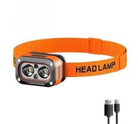 YZYOE LED rechargeable blanc, jaune et rouge détecteur phares, extérieur portable mini tête montée lumières avec affichage de quantité électrique. 5 modes adaptés pour courir, camping, famille.