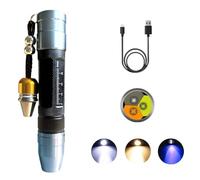 YZYOE LED rechargeable trois sources de lumière Jade et bijoux Évaluation lampe poche, 365NM détecteur de cire d'abeille pierre précieuse ultraviolette,Blanc, jaune et 365 lumière violette lampe poche