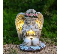 YZYOE LED solaire alimenté prière ange lumières, lampe de décoration de l'atmosphère extérieure, mignon résine ange jardin lumières de paysage.