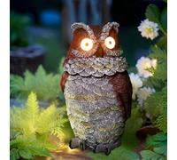 YZYOE LED Solar Headshake Owl Light, lumière décorative d'ambiance extérieure, Belle résine Headshake Owl Yard Landscape Lampe.