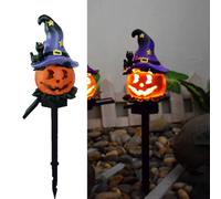 YZYOE LED sorciers solaires citrouille lumière au sol, Halloween atmosphère extérieure lampe de décoration, mignon chapeau noir cour citrouille lumières chaudes