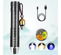 YZYOE LED trois sources de lumière rechargeable Jade lampe poche d'évaluation, lampe à stylo d'identification de bijoux, Lumière détection pierre précieuse en cristal, rayons ultraviolets 365nm.